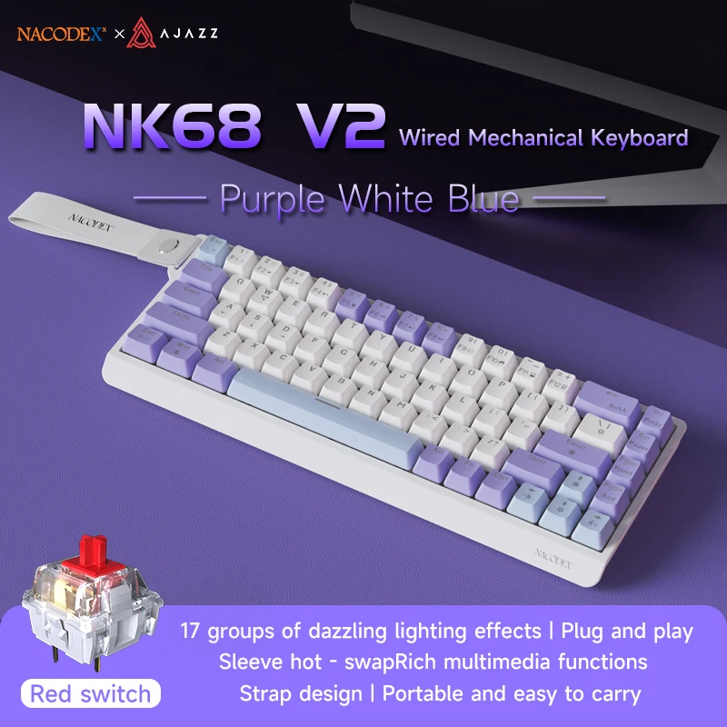 Teclado Gamer Com Fio E Troca A Quente (branco/azul) Com Hastes Magnéticas