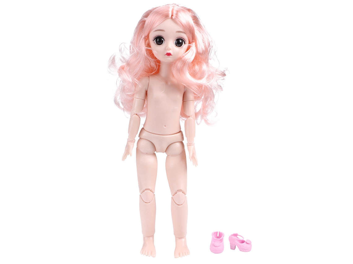Ats muñeca de Moda para Niñas com Articulações Móveis de 30cm, Presente de Aniversário, Cabelo Cacheado e Sapatos