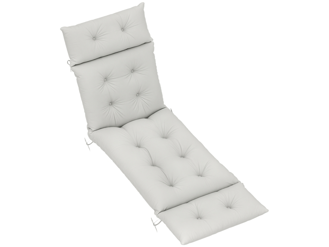 Almofada Grossa Para Espreguiçadeira, 190 X 56 X 10 Cm, Proteção Upf20+, Colchão Para Espreguiçadeira Com Seis Fechos, Cinza Claro