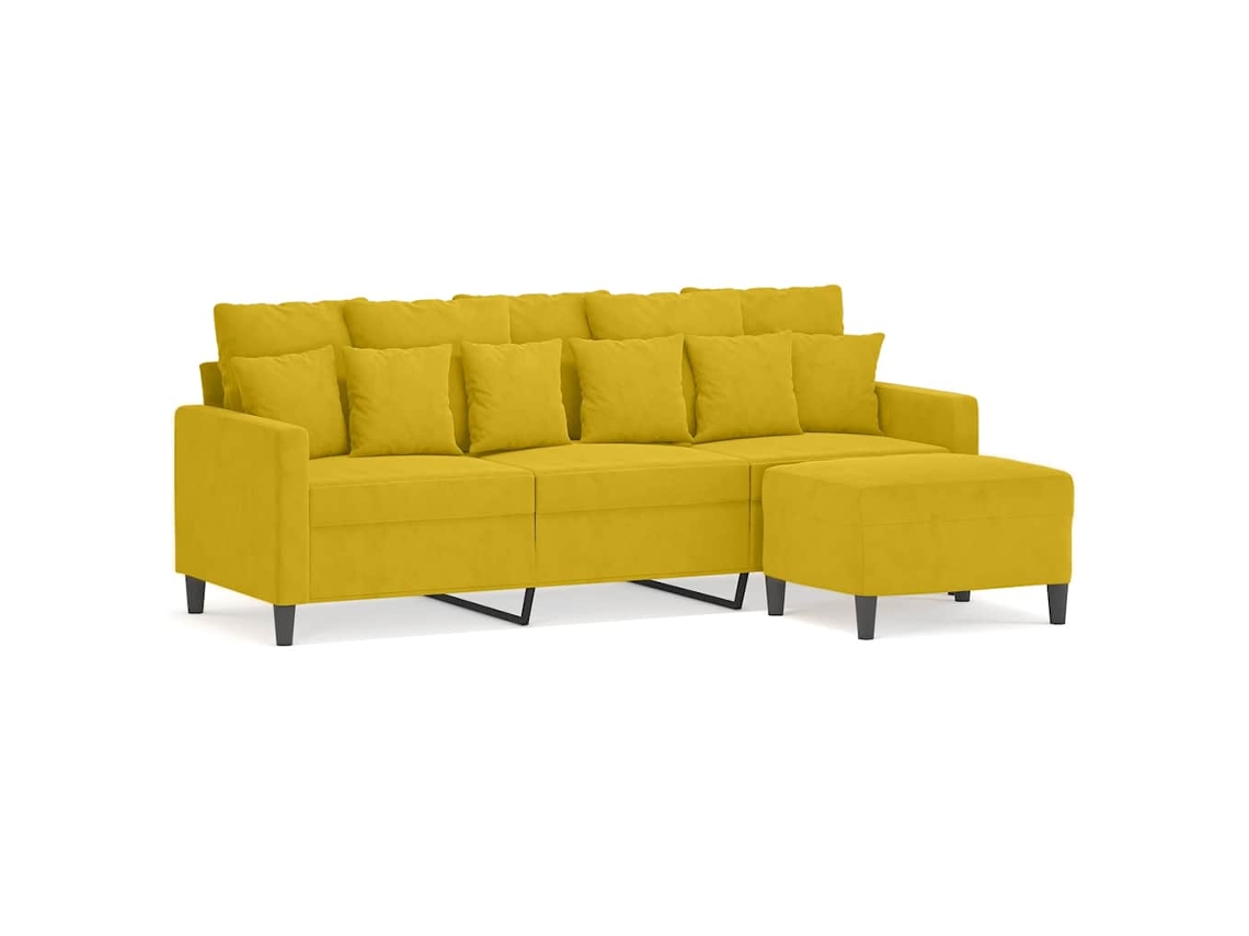 Maison Exclusive - Sofá De 3 Lugares Com Apoio De Pés 180 Cm Veludo Amarelo