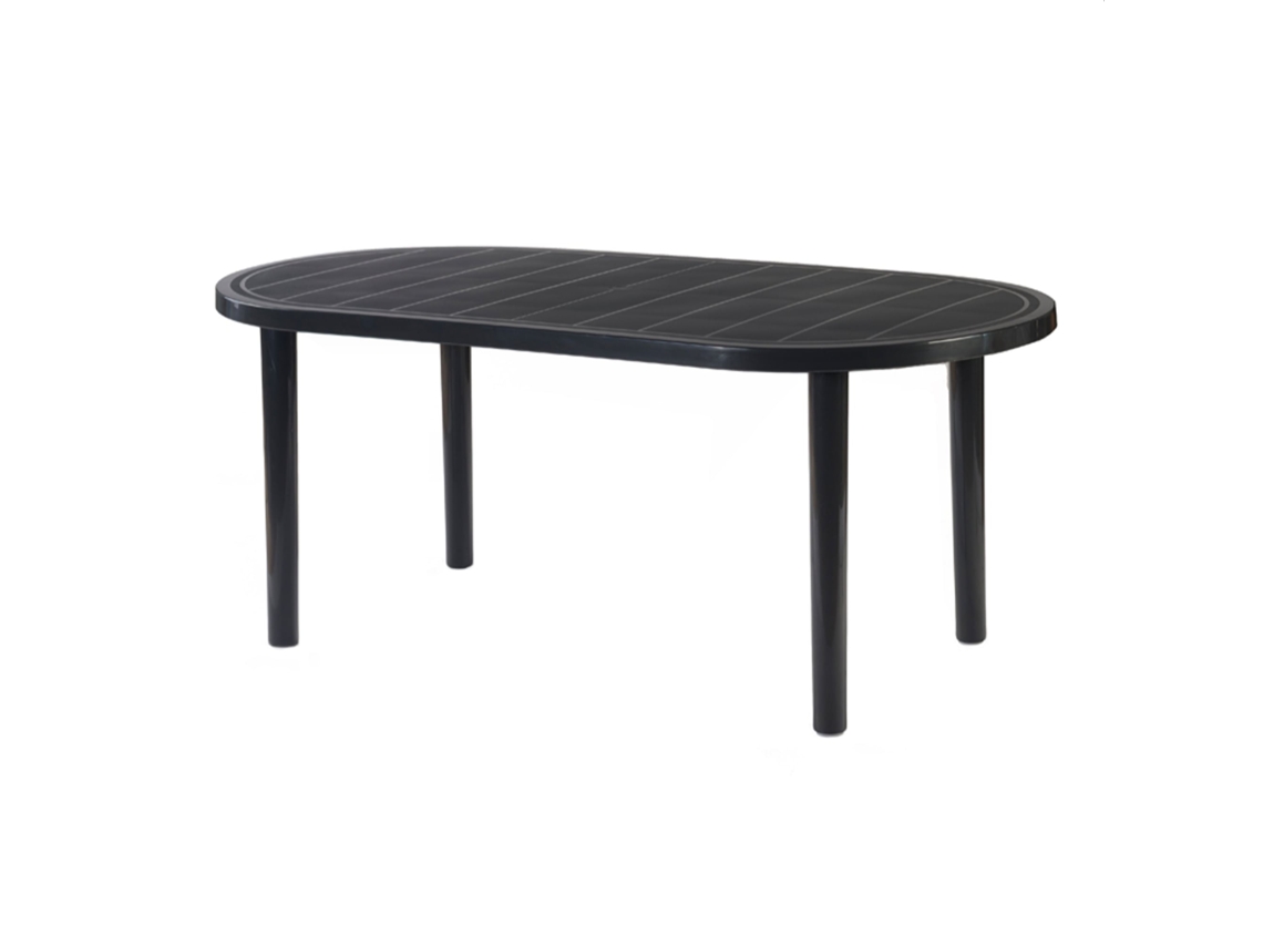 Mesa Oval Reciclada Exterior 180x90 Cinza Vulcânico Olot Garbar