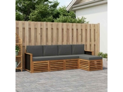 Vidaxl Conjunto De Sofás Para Exterior 5 Unid. Natural E Antracite