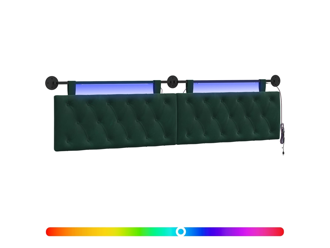 Conjunto 1 Cabeceira Moderna Vidaxl Verde Veludo (210 X 55 X 7 Cm)