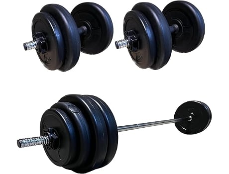 Kit de Peso Barra, Halteres Ajustáveis Discos 5kg 2,5kg 1,25kg Bsfit