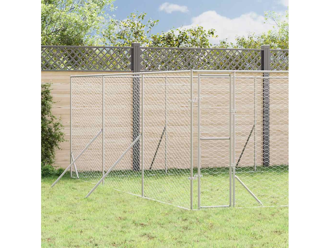 Vidaxl Canil De Exterior 6x6x2 M Aço Galvanizado Prateado