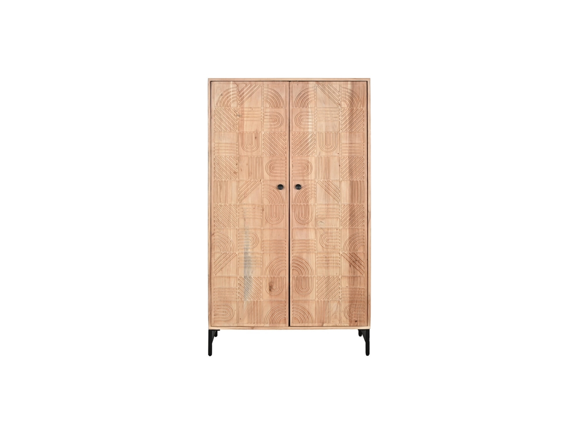 Guarda-roupa de metal marrom em madeira de acácia, 90x40x161cm