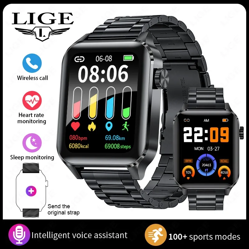 Smartwatch Luxuoso, Relógio Esportivo À Prova D'água Com Tela Totalmente Sensível Ao Toque.