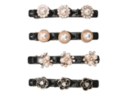 Conjunto de 4 presilhas de cabelo trançadas com strass para mulheres.
