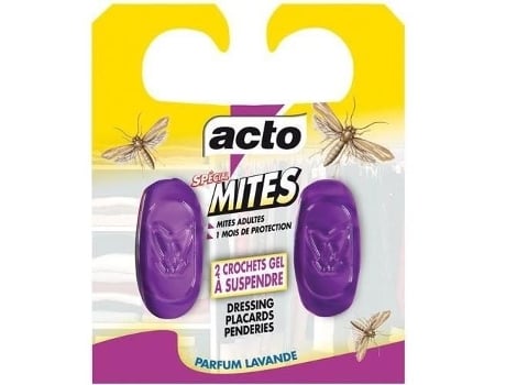 Conjunto de 2 ganchos repelentes Acto Trace para guarda-roupas, closets e closets. Válido por 1 mês.