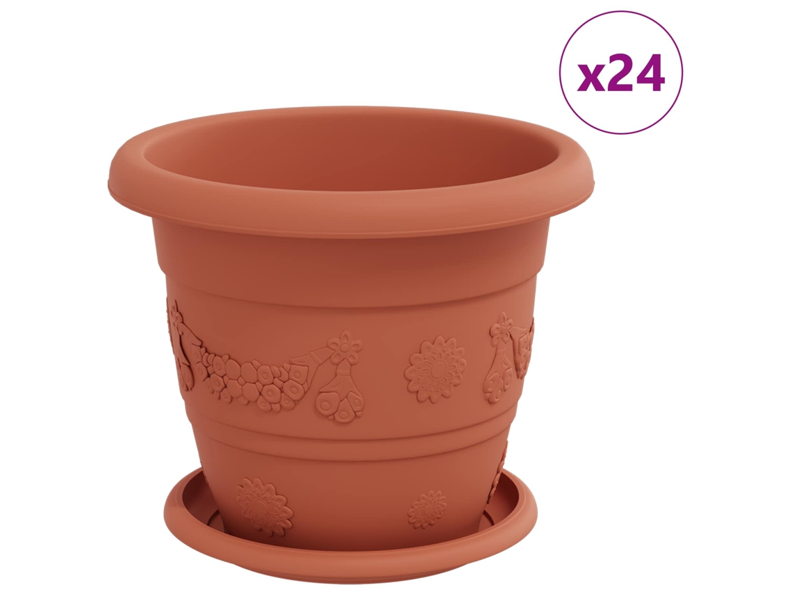 Conjunto 24 Plástico Vidaxl Vermelho Plástico (ø 22 X 18 Cm)