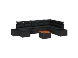 Conjunto 9 Móveis De Jardim Vidaxl Preto Vime Pe (55 X 55 X 37 Cm)