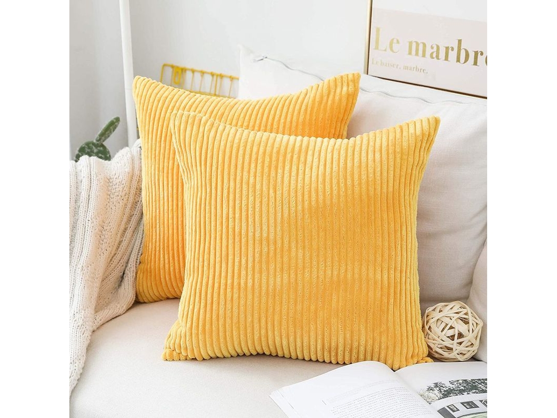 Nova Line capas de Almofada Decorativa 2 Unidades Amarelo Girasol 45x45cm Tecido de Poliéster Macio