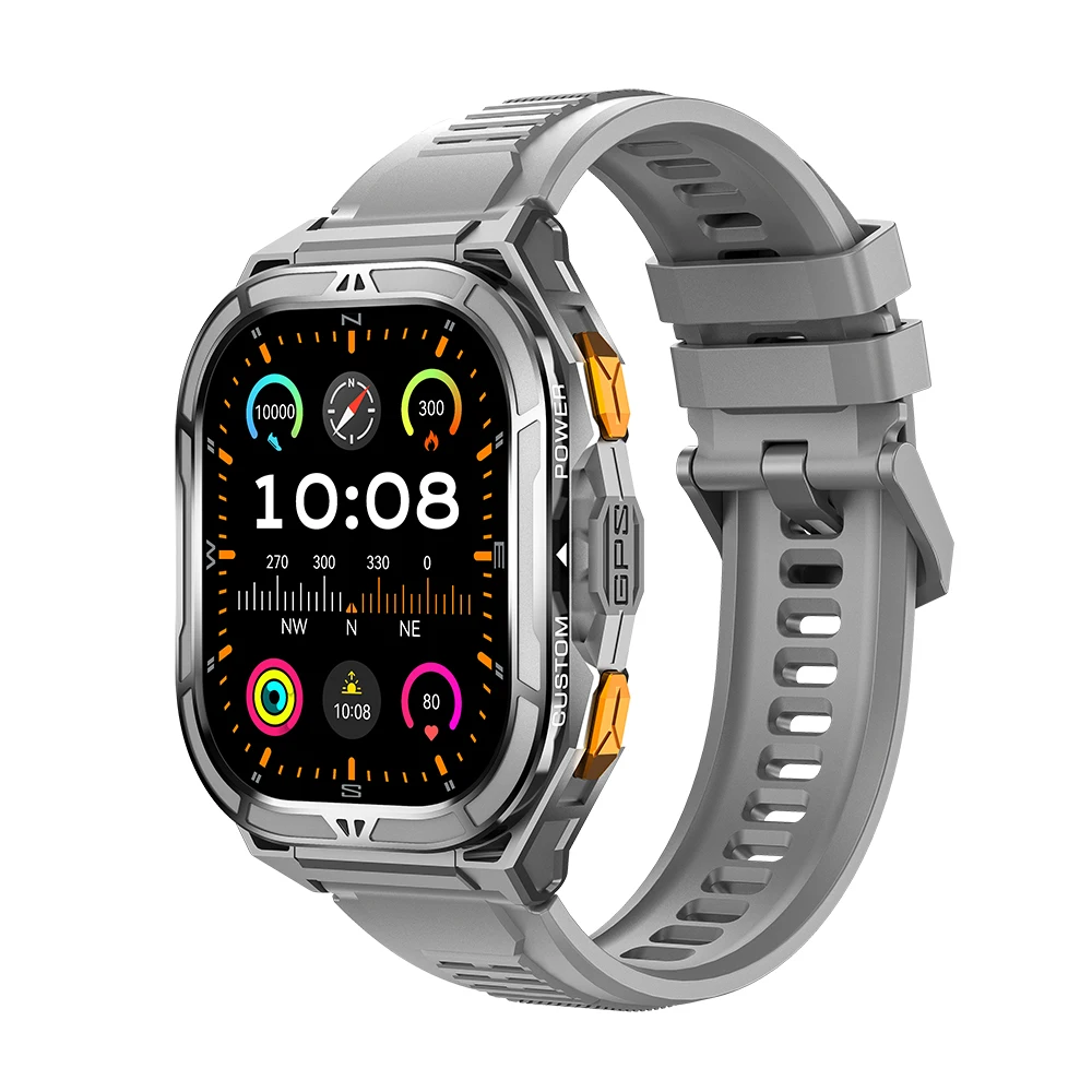 (prateado) Smartwatch Com Gps, Tela Amoled De 1,96 Polegadas, Resistente À Água Até 5 Atm