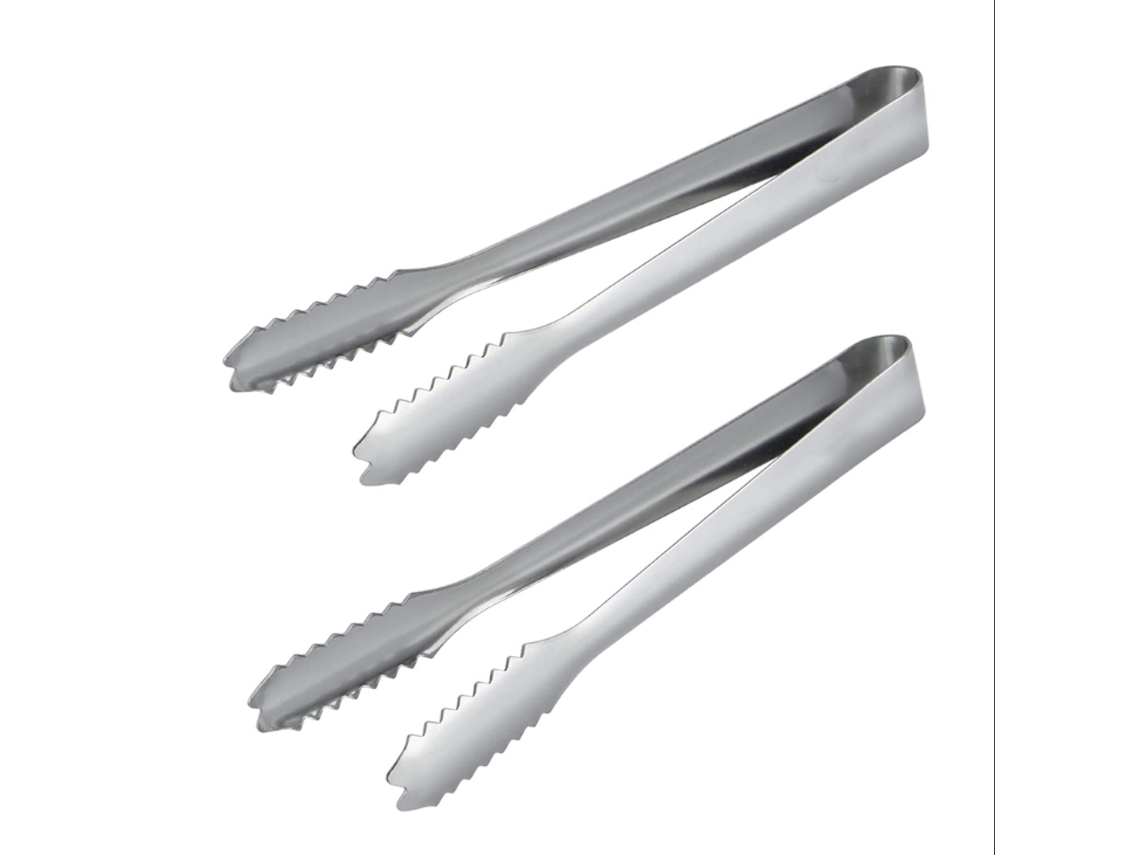 Pinças de aço inoxidável Slowmoose para alimentos, pinças de gelo, prata, 7 polegadas (conjunto de 2)