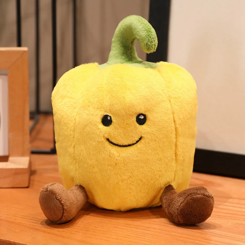 Pelúcia de Pimenta Colorida de Desenho Animado, Fofa Companheira para Mesa de Escritório MDUG (amarelo, 15cm)
