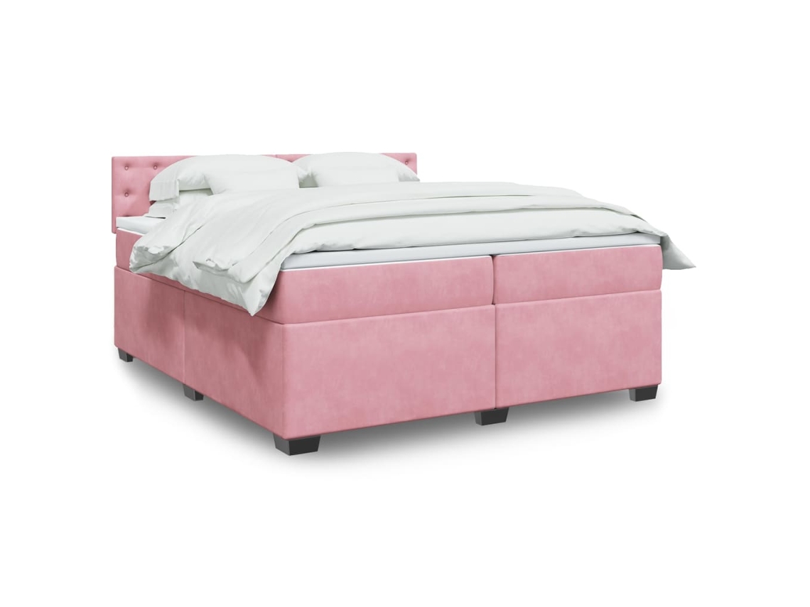 Vidaxl Cama Com Molas/colchão 200x200 Cm Veludo Rosa