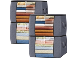 Conjunto De 4 Sacos Organizadores De Roupas, Brinquedos De Feltro Dobráveis Com Zíper, Para Quarto, Guarda-roupa, Roupas E Cobertores