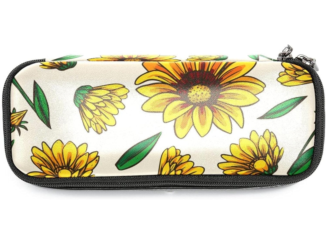 Estojo grande para lápis com estampa floral, organizador de potes, ideal para maquiagem.