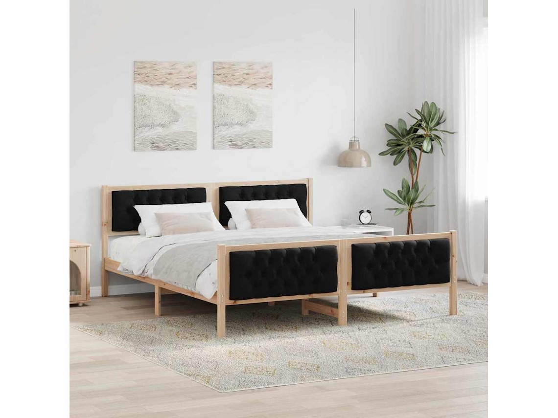 Vidaxl Estrutura da Cama Preto 180 X 200 Cm Madeira de Pinheiro Sólida