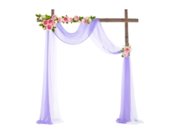 Decoração Casamento Arco Tricot Elástico Branco Roxo