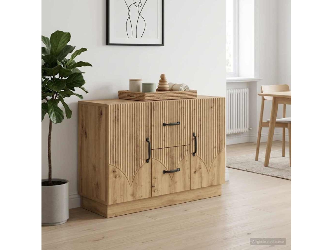 Vidaxl Buffet Carvalho Arttisan 89 X 34,5 X 57 Cm Derivados De Madeira