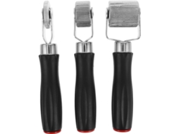 Conjunto de 3 ferramentas para reparo de pneus com cabo de prensa de plástico compacto.