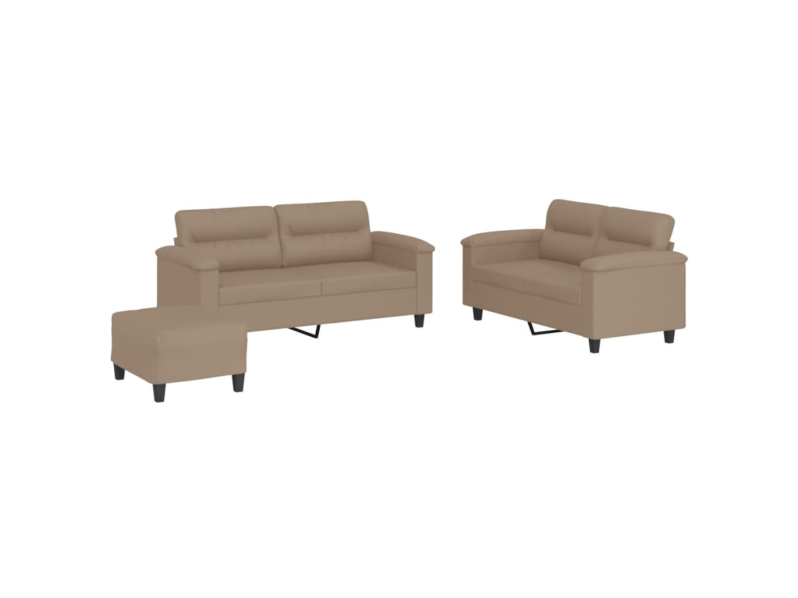 Conjunto de 3 sofás com almofadas na cor CAPPUCCINO MAISON EXCLUSIVE
