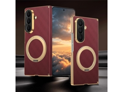 Capa Panoona Para Galaxy Z Fold 8 Ultra, Fabricada Em Pele, Com Alça De Pulso Antiderrapante E Resistente A Impactos Vermelho