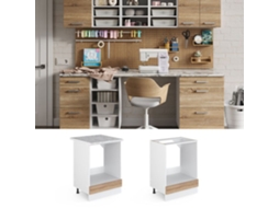 Móvel Baixo Universal R-line, 60cm Com Grande Nicho, Sem Pt, Sonoma, Branco, Vicco