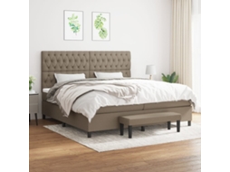Vidaxl Cama com Molas/colchão 200x200 Cm Tecido Castanho acinzentado