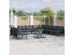 Vidaxl Conjunto De Sofá De Jardim 9 Unid. Preto Aço