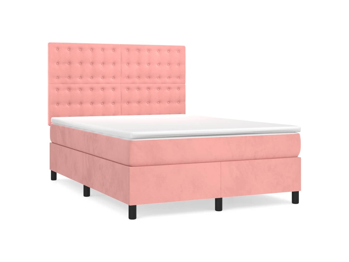Cama com Molas/colchão 140x200 Cm Veludo Rosa MAISON EXCLUSIVE