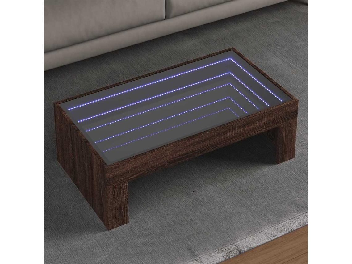 Vidaxl Mesa De Centro Luzes Led Infinity 90x50x30 Cm Carvalho Castanho