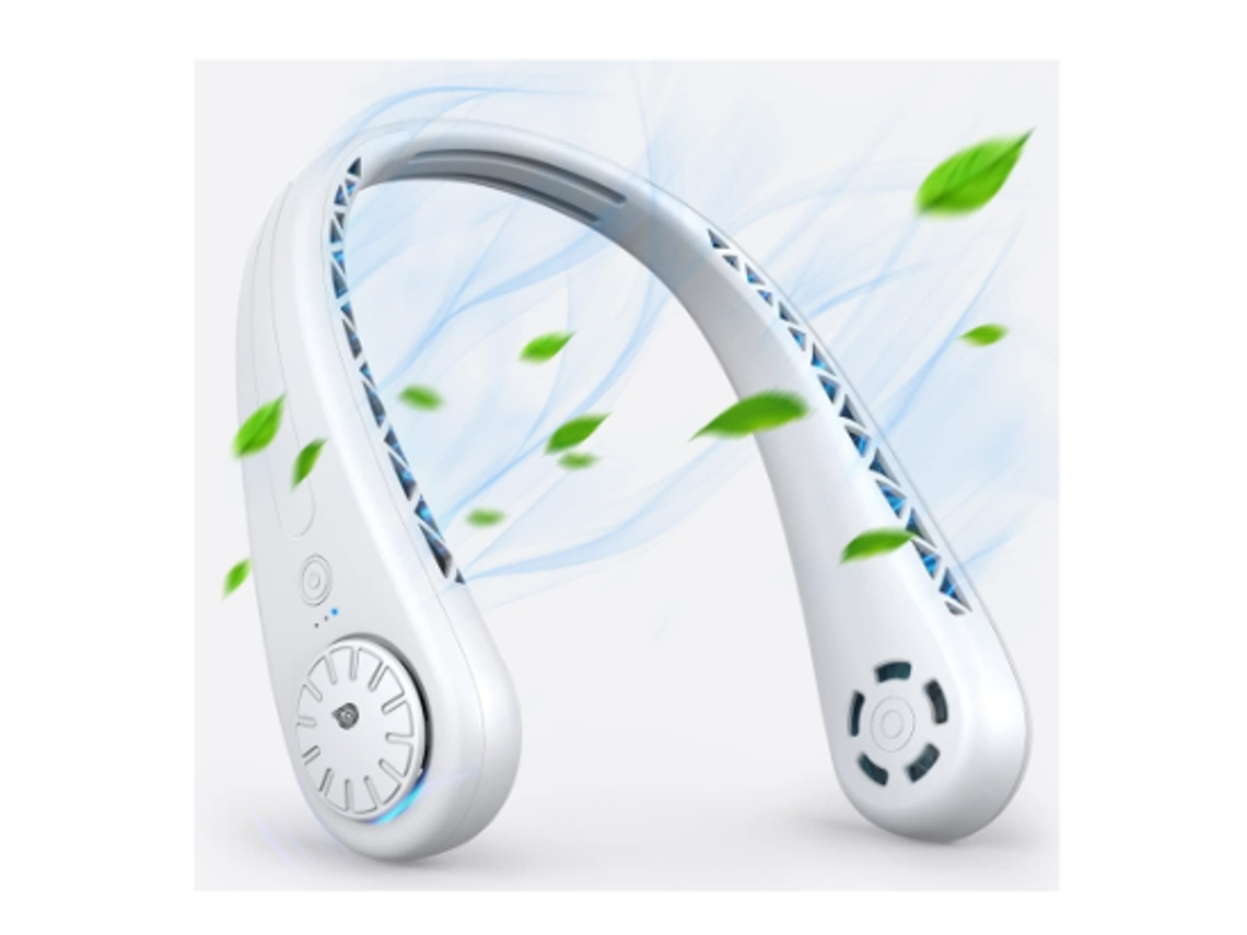 Ventilador Pescoço 3600mah 360° Giratório 3 Velocidades Branco Yizhood
