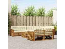 Vidaxl Conjunto De Sofás Para Exterior 9 Pcs Natural E Creme