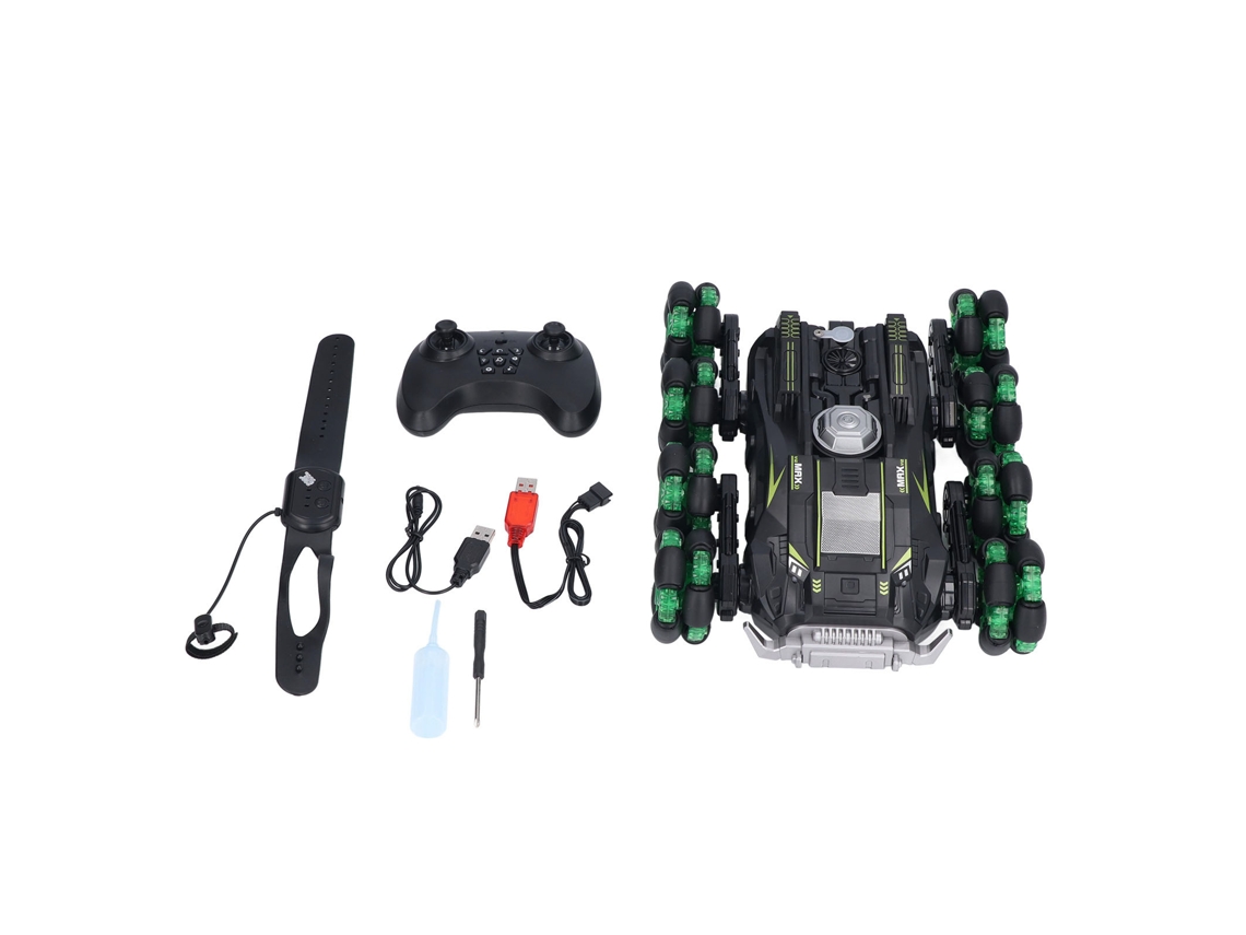 Ats coche Rc de Acrobacias com Sensor de Gestos 360° Flip com Luz e Música Presente para Crianças de 8 Anos (verde)