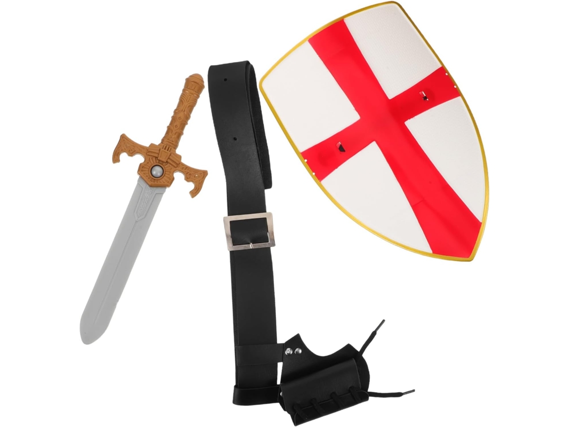 De Acessórios Medievais: Escudo E Cinto Para Traje De Cavaleiro Medieval, Feitos De Plástico.