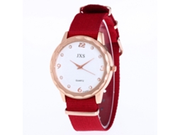 Reloj De Cuarzo Unisex Con Correa De Nailon Dial Romano Elegante Rojo