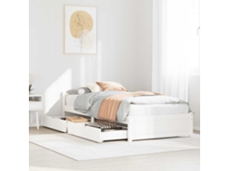 Vidaxl Cama Sem Colchão 90x190 Cm Madeira De Pinho Maciça Branco