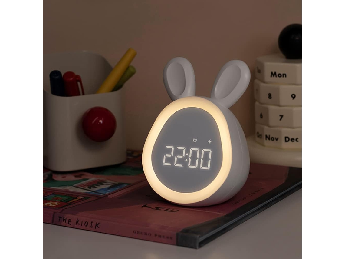 Despertador Infantil Em Forma De Coelho Com Luzes, Despertador Eletrônico Com 5 Toques E 2 Alarmes, Timer De 12 24 Horas