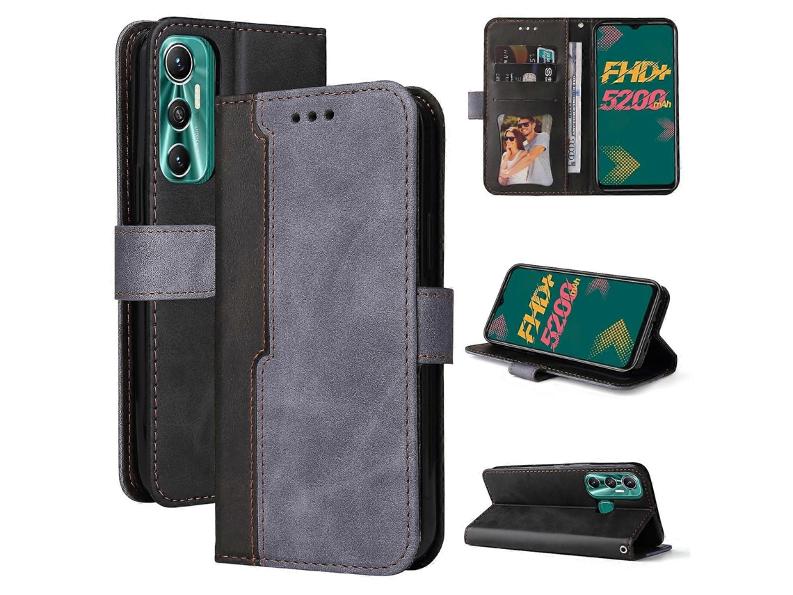 Capa De Couro Flip Horizontal Com Costura Colorida Para Infinix Hot 11