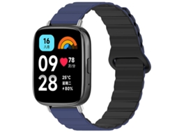 Bracelete para Redmi Watch 3 Active / Lite Silicone Magnético Brilhante Azul Escuro e Preto XIAOMOYU