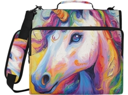 Organizador De Bolsa Com Estampa Unicórnio Arco Íris, Pasta De 3-argolas, Capa Impermeável Laptop Em Poliéster