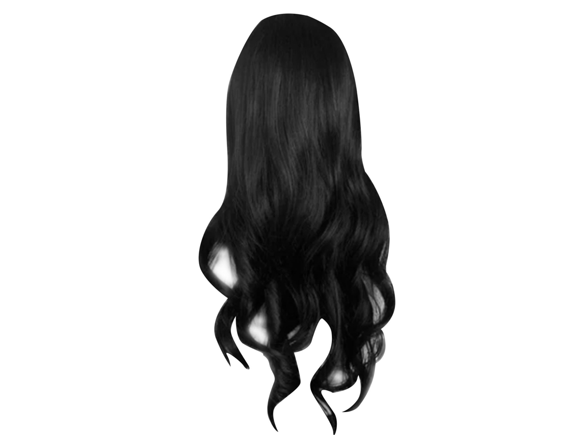 2026 peruca Sintética Longa de Cabelo Cacheado Ondulado Preto com Franja