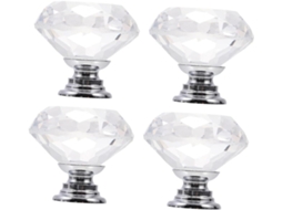 Conjunto De 4 Puxadores Cristal Para Armários, Portas De Vidro, Com Um Furo, Puxadores Decorativos Para Móveis De