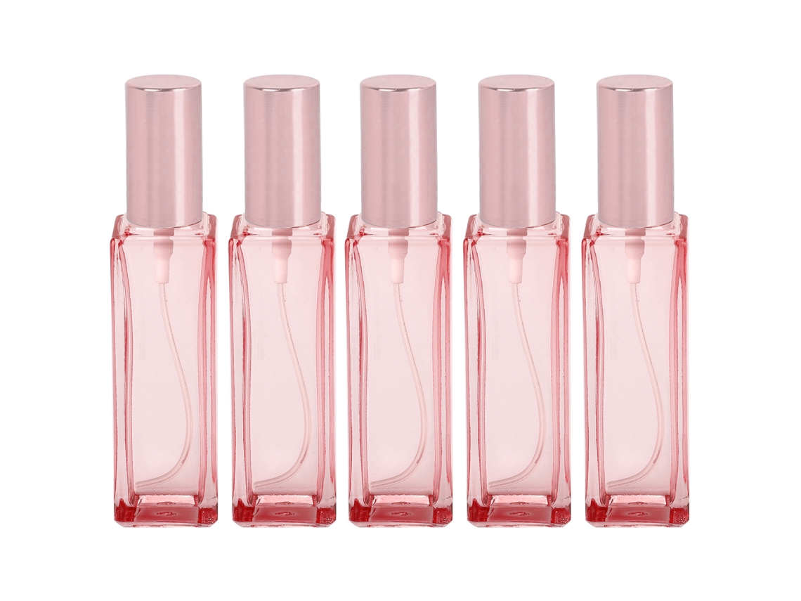 5pcs Frascos De Spray Com Recarga Para Viagem 9ml, Atomizador De Perfume, Sem Vazamento, Vidro, Rosa