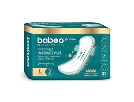 Pensos de Maternidade Descartáveis BABOO 8 Unid. Grande