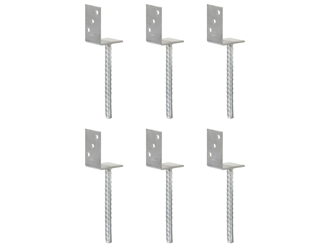 Vidaxl Âncoras De Vedação 6 Pcs 8x6x30 Cm Aço Galvanizado Prateado