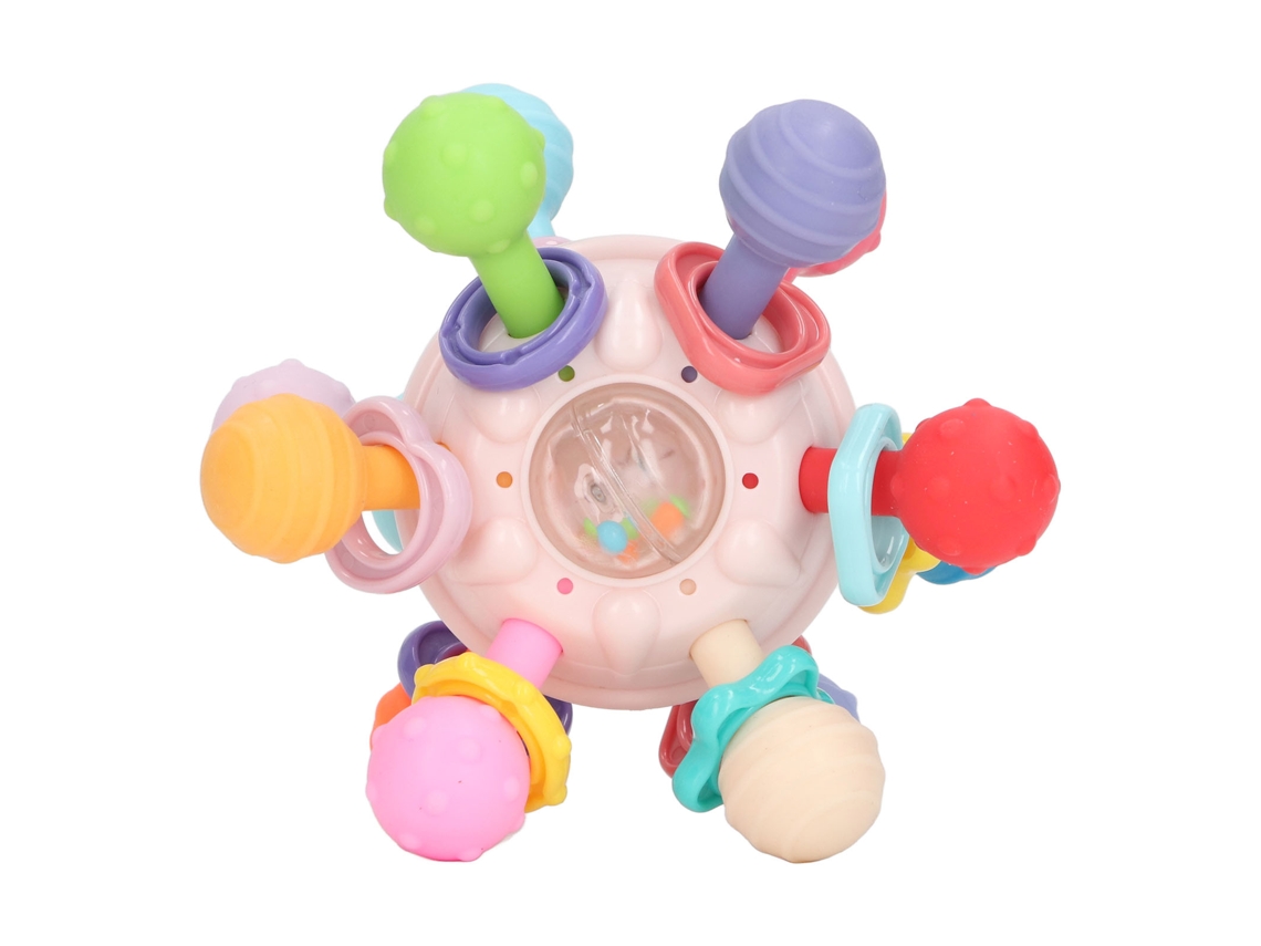 Mali brinquedo Sensorial de Dentição para Bebê com Sininho Silicone Cores Vibrantes para Agarre e Massagem Gengival