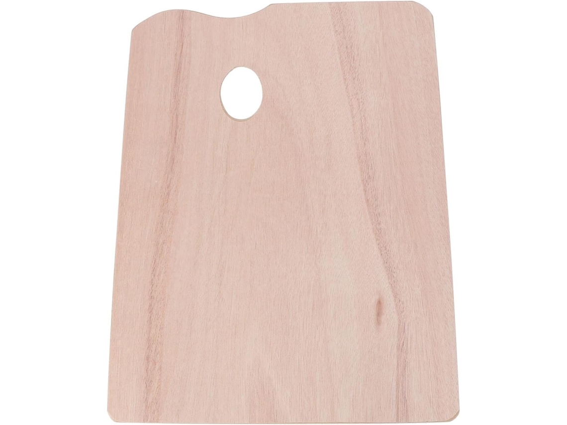 Paleta de Madeira Bege Amosfun, Formato Quadrado com Alça, Leve, Ideal para Pintura Acrílica, Uso Doméstico e